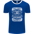 First 50 Years of Childhood Funny 50th Birthday Mens Ringer T-Shirt FotL Royal Blue/White