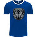 Turtle Mandala Art Tortoise Mens Ringer T-Shirt FotL Royal Blue/White