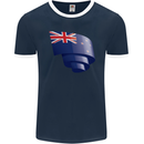 Curled New Zealand Flag Zealander Kiwi Day Mens Ringer T-Shirt FotL Navy Blue/White