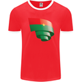 Curled Burkina Faso Flag Day Football Mens Ringer T-Shirt FotL Red/White