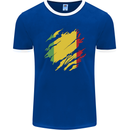 Torn Mali Flag Malian Day Football Mens Ringer T-Shirt FotL Royal Blue/White