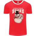 Christmas Sucks Bah Humbug Snowman Xmas Mens Ringer T-Shirt FotL Red/White