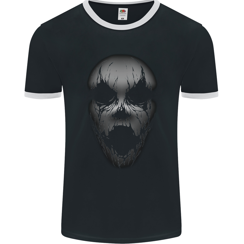 Horror Clown Face Halloween Mens Ringer T-Shirt FotL Black/White