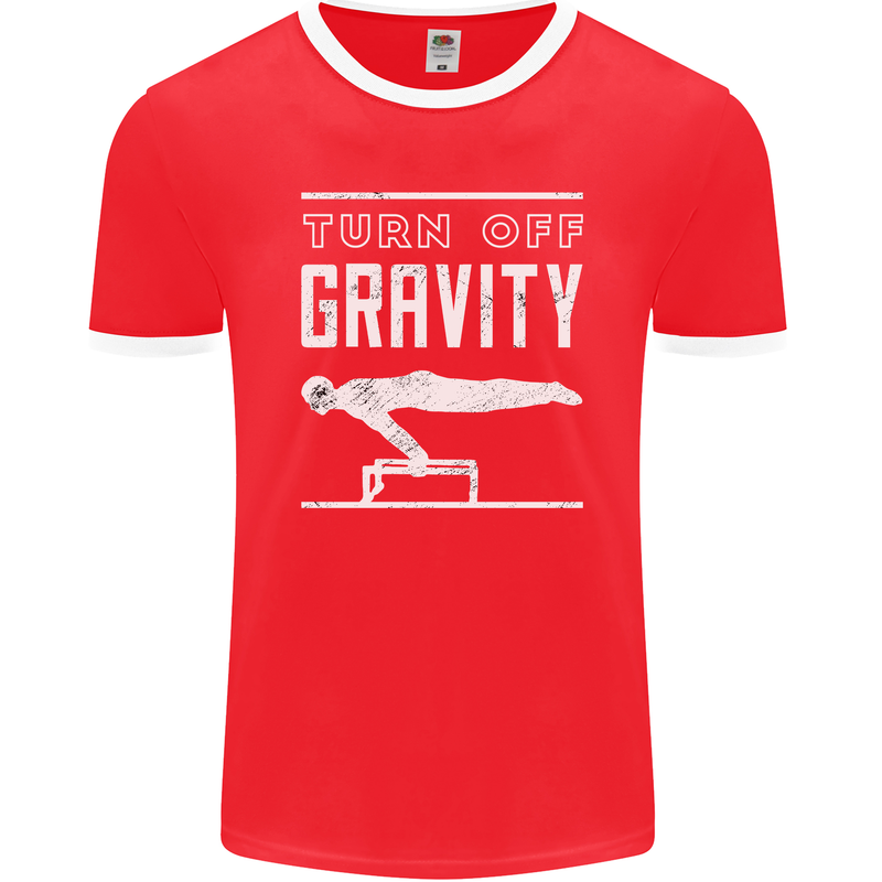 Gymnastics Turn Off Gravity Gymnast Pommel Horse Mens Ringer T-Shirt FotL Red/White