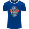 Italia in My DNA Italy Flag Football Rugby Mens Ringer T-Shirt FotL Royal Blue/White