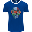 Italia in My DNA Italy Flag Football Rugby Mens Ringer T-Shirt FotL Royal Blue/White