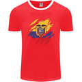 Torn Ecuador Flag Ecuadorian Day Football Mens Ringer T-Shirt FotL Red/White