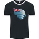 Curled Tuvalu Flag Tuvaluan Day Football Mens Ringer T-Shirt FotL Black/White