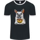 French Bulldog Ghost Dog Halloween Mens Ringer T-Shirt FotL Black/White