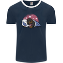 A Dachshund in Bed Dog Mens Ringer T-Shirt FotL Navy Blue/White