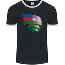 Curled Azerbaijan Flag Azerbaijani Day Football Mens Ringer T-Shirt FotL Black/White