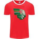 Curled Dominica Flag Dominican Day Football Mens Ringer T-Shirt FotL Red/White