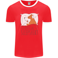 Corgi Sleeping Dog Mens Ringer T-Shirt Red/White