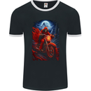 Skull Biker Motorcycle Motorbike Grim Reaper 7 Mens Ringer T-Shirt FotL Black/White