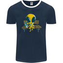 An Alien Eating Magic Mushrooms LSD Mens Ringer T-Shirt FotL Navy Blue/White