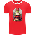 Christmas Frog Toadstool Xmas Mycology Foraging Mens Ringer T-Shirt FotL Red/White