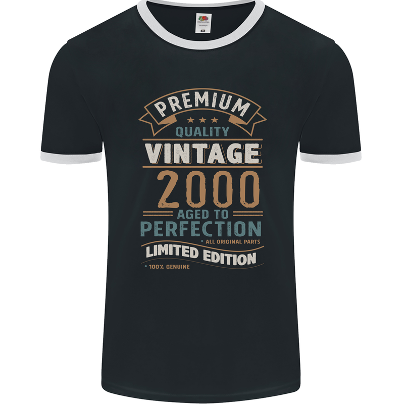 Premium Vintage 23rd Birthday 2000 Mens Ringer T-Shirt FotL Black/White