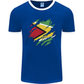 Torn Guyana Flag Guyanese Day Football Mens Ringer T-Shirt FotL Royal Blue/White