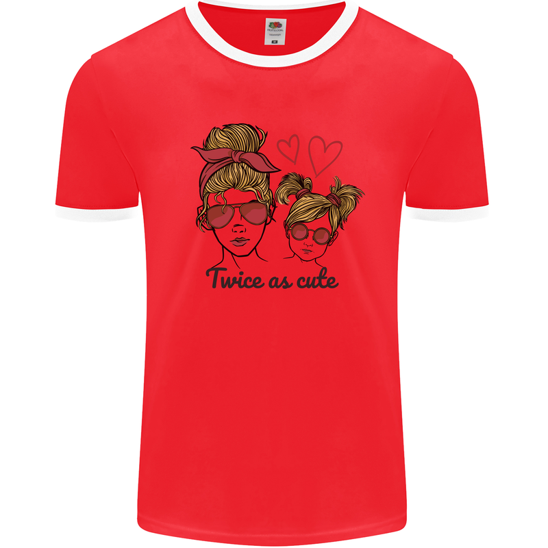 Mummy & Daughter Twice as Cute Mommy Mens Ringer T-Shirt Red/White