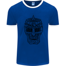 Medieval Skull Helmet Mens Ringer T-Shirt Royal Blue/White