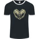 Heaven Angel Skeleton In a Heart Skull Mens Ringer T-Shirt FotL Black/White