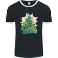 Christmas Dinosaur Xmas Tree T-Rex Funny Mens Ringer T-Shirt FotL Black/White