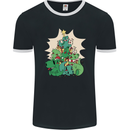 Christmas Dinosaur Xmas Tree T-Rex Funny Mens Ringer T-Shirt FotL Black/White