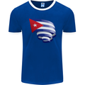 Curled Cuba Flag Cuban Day Football Mens Ringer T-Shirt FotL Royal Blue/White