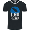 I Go Down Funny Scuba Diving Diver Dive Mens Ringer T-Shirt FotL Black/White