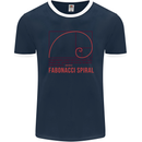 Fibonacci Spiral Mathematics Maths Science Mens Ringer T-Shirt FotL Navy Blue/White