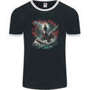 Fantasy Lighthouse Storm Mens Ringer T-Shirt FotL Black/White