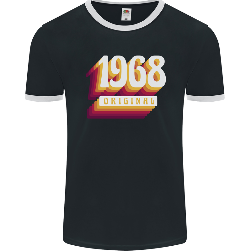 Retro 55th Birthday Original 1968 Mens Ringer T-Shirt FotL Black/White