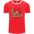 Pilates My Happy Hour Funny Yoga Sloth Mens Ringer T-Shirt Red/White