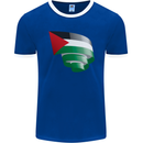 Curled Palestine Flag Palestinian Day Football Mens Ringer T-Shirt FotL Royal Blue/White