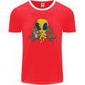 An Alien Eating Magic Mushrooms LSD Mens Ringer T-Shirt FotL Red/White