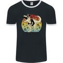 Pirate Pi T-Rex Funny Dinosaur Maths Mens Ringer T-Shirt FotL Black/White