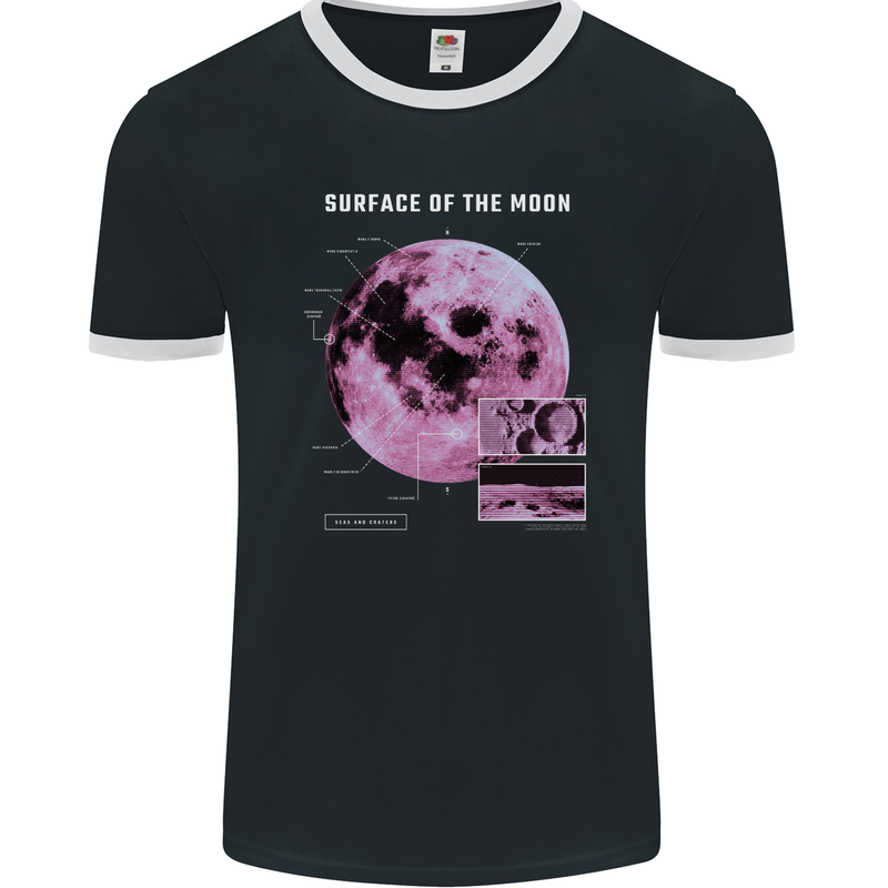 The Surface of the Moon Infogram Mens Ringer T-Shirt FotL Black/White