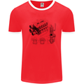 Car Engine Blueprints Petrolhead Mens Ringer T-Shirt Red/White