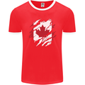 Torn Canada Flag Canadian Day Football Mens Ringer T-Shirt FotL Red/White