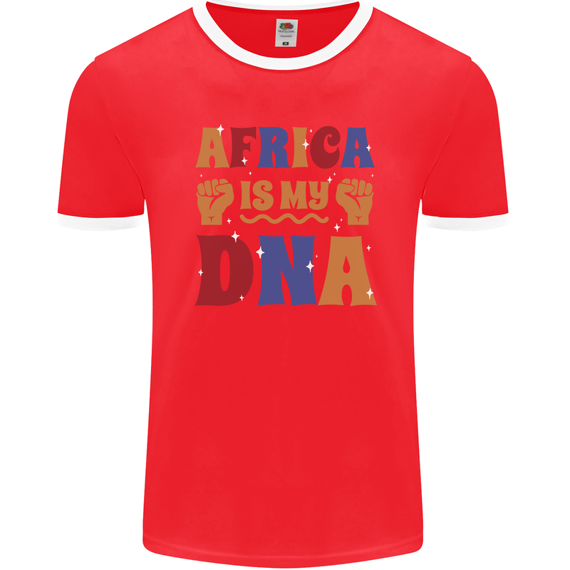 My DNA Juneteenth Black Lives Matter African Mens Ringer T-Shirt FotL Red/White