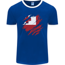 Torn Tongo Flag Tongan Day Football Mens Ringer T-Shirt FotL Royal Blue/White