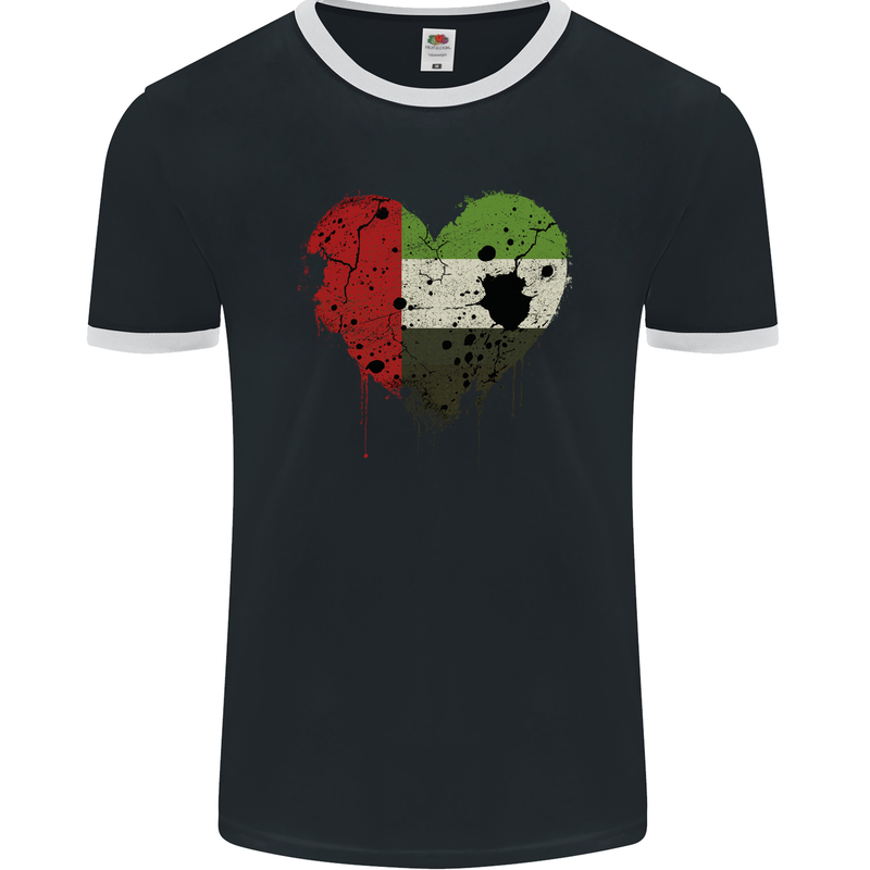 Love UAE Flag Day Emirati Day Football Mens Ringer T-Shirt FotL Black/White