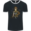 A Steampunk Woman With a Crossbow Mens Ringer T-Shirt FotL Black/White
