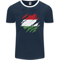 Torn Hungary Flag Hungarian Day Football Mens Ringer T-Shirt FotL Navy Blue/White