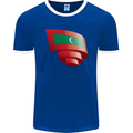 Curled Maldives Flag Maldivian Day Football Mens Ringer T-Shirt FotL Royal Blue/White