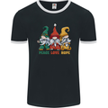 Peace Love Hope 3 Gnomes Mens Ringer T-Shirt FotL Black/White