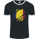 Torn Chad Flag Chadian Day Football Mens Ringer T-Shirt FotL Black/White