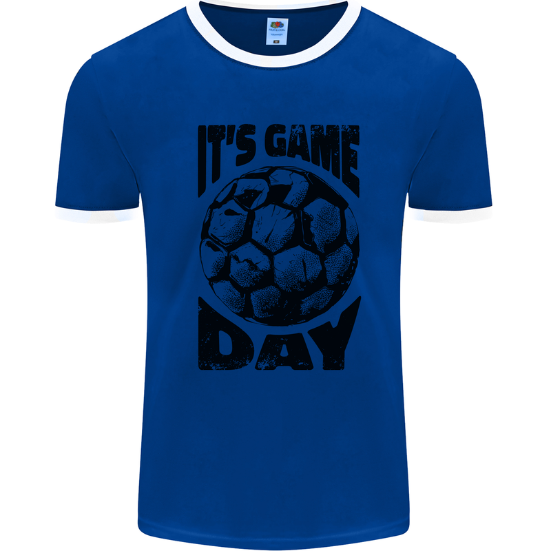 Football Its Game Day Soccer Mens Ringer T-Shirt Royal Blue/White