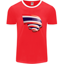 Curled Thailand Flag Thai Day Football Mens Ringer T-Shirt FotL Red/White