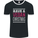 Have a Vegan Christmas Funny Xmas Vegetarian Mens Ringer T-Shirt FotL Black/White